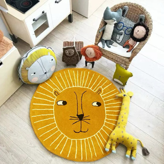 現貨▪️獅子圓形地墊▪️兒童房裝飾 寶寶爬行墊 北歐家居用品 嬰幼兒遊戲地毯