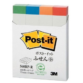 3M™ Post-it® 利貼® 標籤紙 (500W-RP . 560RP-R)非全彩色)可再貼指示標籤四色小尺寸便利貼