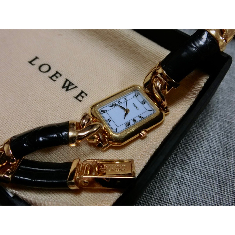 Loewe 古董手錶手鍊/鱷魚紋
