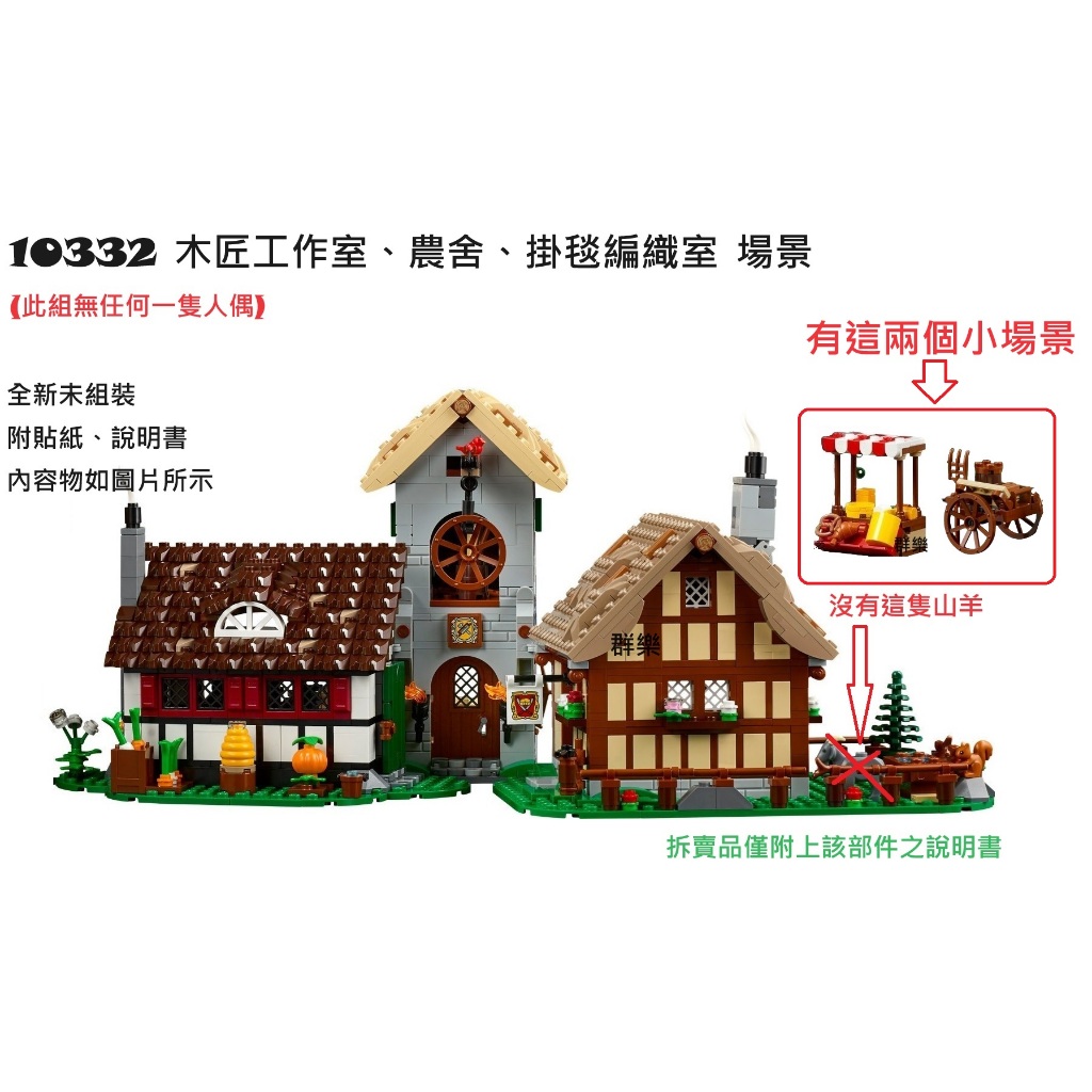 【群樂】LEGO 10332 拆賣 木匠工作室、農舍、掛毯編織室 場景
