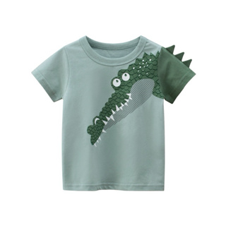 免運+台灣現貨✨Superbaby童裝✨外貿童裝男童中小童小鱷魚動物印花短袖圓領T恤