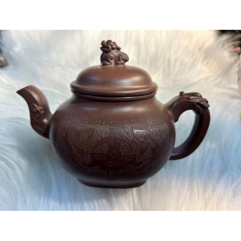 古董收藏-老礦貔貅浮雕茶壺