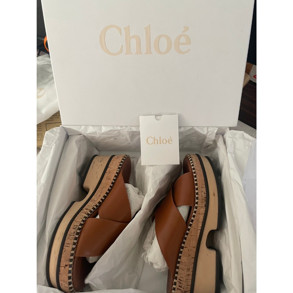 100%正貨美品二手義大利製Chloe厚底坡跟涼鞋(36號.附鞋盒)