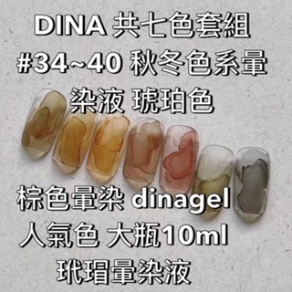 DINA 共七色套組 #34~40 大瓶秋冬色系暈染液 琥珀色棕色暈染 dinagel 人氣色 大瓶10ml 玳瑁 暈染