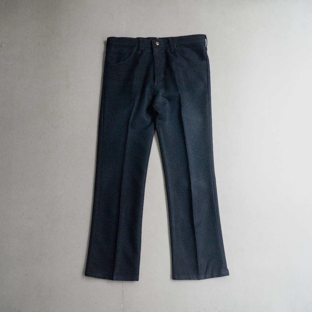 《白木11》 80-90S WRANGLER BELL SLACKS 美國製 深藍色 聚脂纖維 喇叭 靴型 長褲