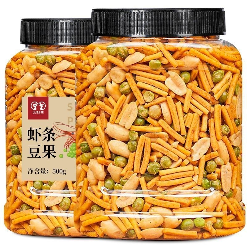 【限時優惠】酥脆混合蝦條 1KG 1000g 蝦條 豆果 青豆 點心堡三閤一 混合堅果 炒貨膨化 追劇零食批發 休閒零食