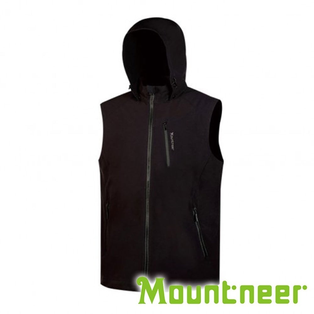 【Mountneer】男輕量防風SOFT SHELL背心『黑』M12V01