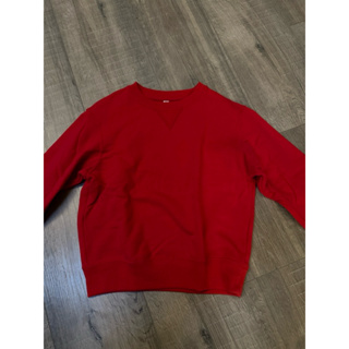 2手 Uniqlo 童裝 衛衣 純棉 毛圈上衣 紅色 過年 保暖 130公分