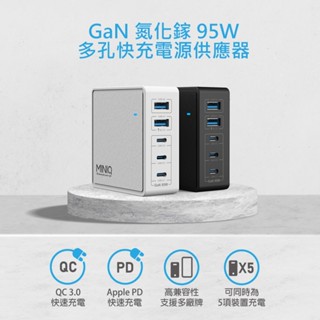 Mini Q AC-DK200T 95W 氮化鎵5合1(多孔排插)旅行充電器