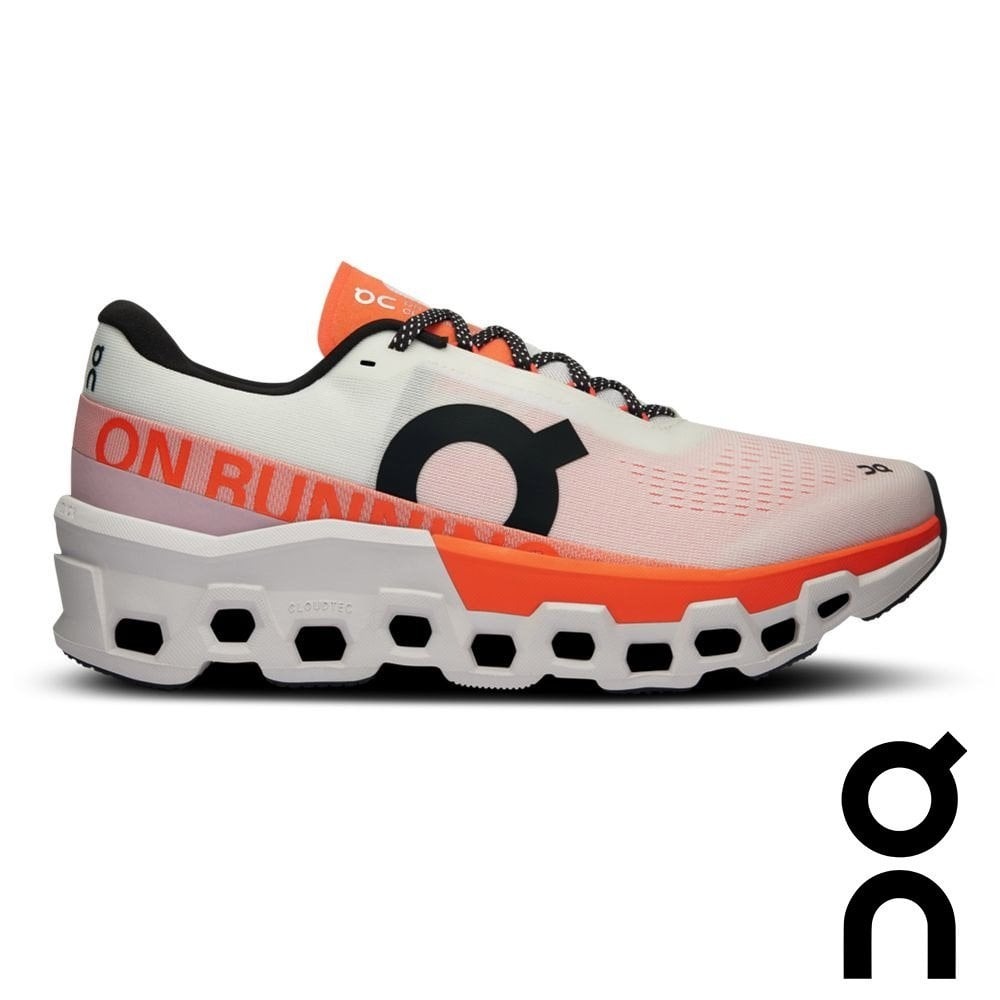 【瑞士 ON】女Cloudmonster 2運動健行鞋『純潔白/火焰橘』3WE1011