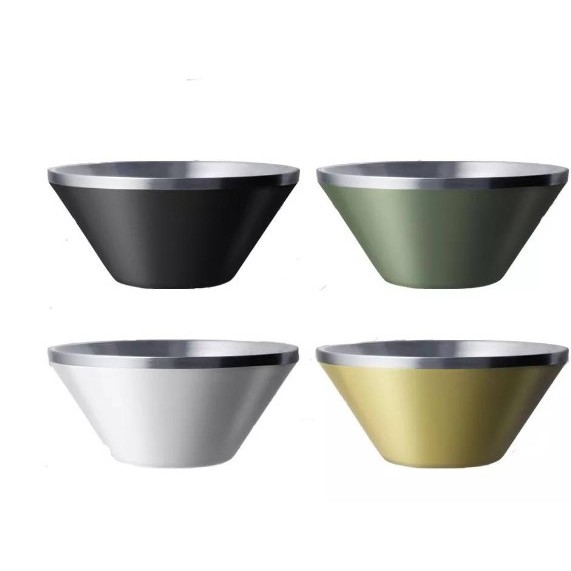 【UNRV綠大露營裝備】雙層304不鏽鋼笠形碗(4入)附網袋 SG0142 隔熱碗 雙層隔熱防燙 飯碗 湯碗 仙德曼
