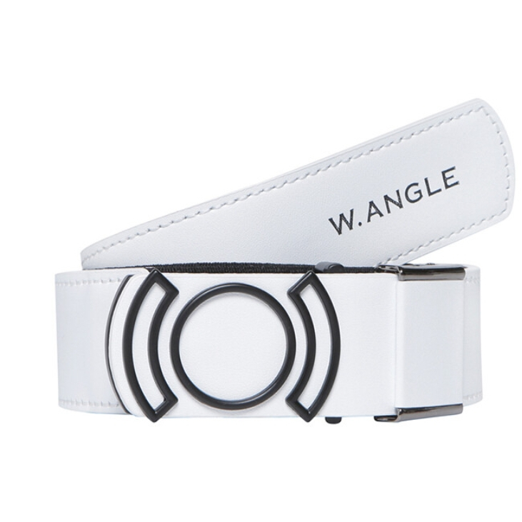 韓國W.ANGLE WWP21Y03-WH LOGO造型 女款白色質感皮帶