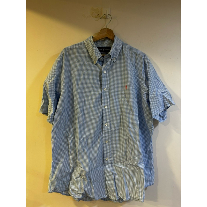 Polo Ralph Lauren 淺藍 水藍 格紋 短袖 襯衫
