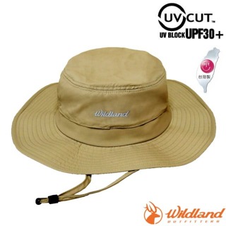 【荒野 WildLand】中性 抗UV透氣網遮陽圓盤帽 防曬帽 休閒帽 大盤帽/頭圍可調_沙色_WH1051