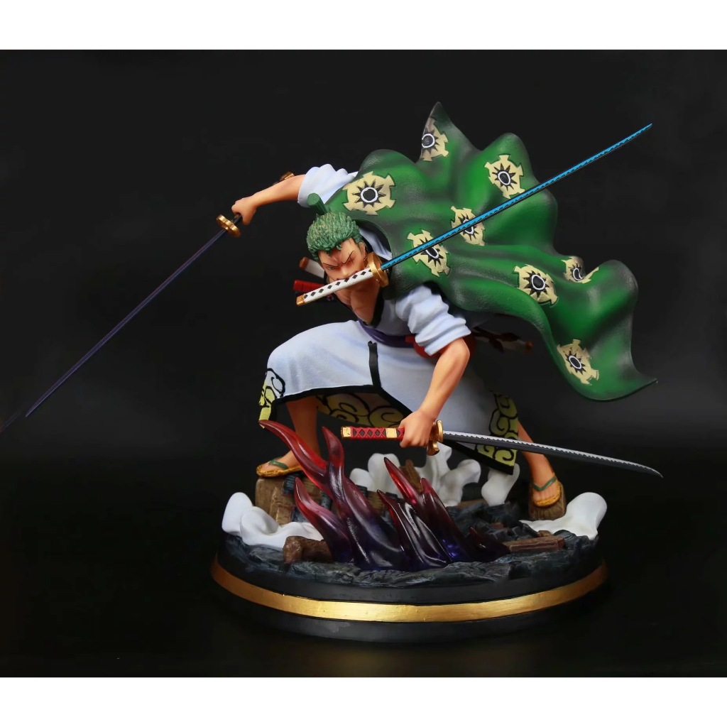 【紫色風鈴3】海賊王像系列之 索隆 GK 和之國 和服 索隆 三刀流 特效雕像盒裝 港版