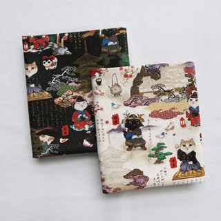 【布學無數Fabricology】布料/手作/數位印花/防潑水/2024春季布料/ʕ•ᴥ•ʔ動物好朋友/江戶貓賞花