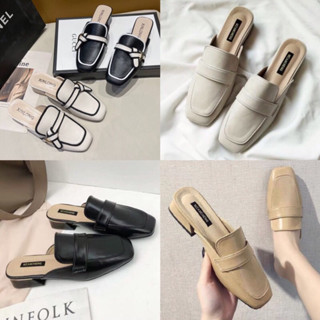 【Joyishoes】臺灣出貨 低跟半拖 包頭拖鞋 懶人鞋 穆勒鞋 前包後空 跟鞋 休閒鞋 低跟懶人拖#692 9501