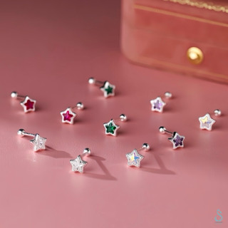 SUMMER 銀飾💫［S999足銀］精巧星星鎖珠式耳環 五角星耳環 純銀耳環 純銀飾品