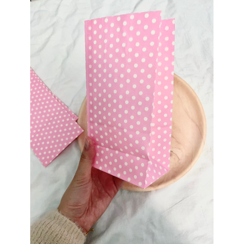 Grace.select🦋水玉圓點可愛粉色紙袋 立體紙袋 打包小卡