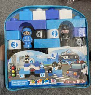 全新玩具 police系列 益智積木背包