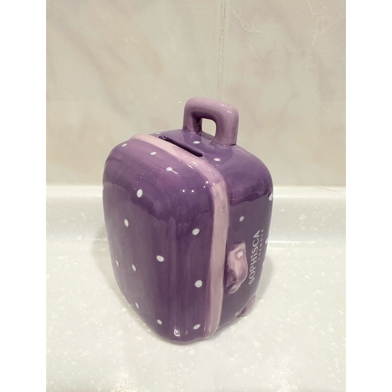 磁器薰衣草紫行李箱存錢筒