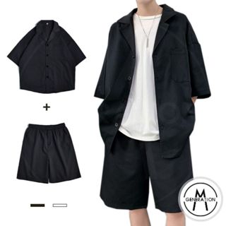 【M世代】古巴領 高品質套裝 寬鬆襯衫 休閒短褲 西裝襯衫 潮流韓版 輕薄外套ACJ52