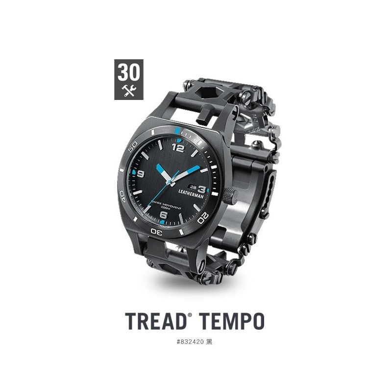 【Leatherman】美國 工具手鍊錶 (黑) TREAD TEMPO #832420