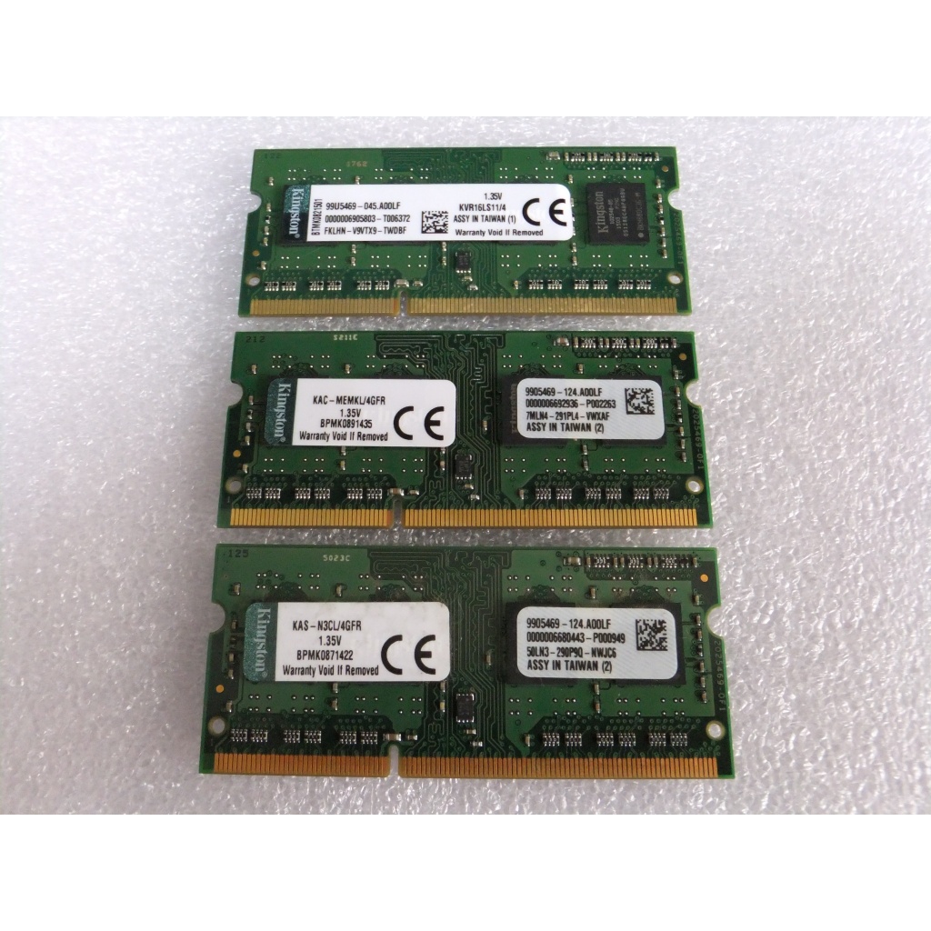 金士頓 Kingston 終身保固 ~ 4GB DDR3L-1600 / PC3L-12800 4G SO-DIMM