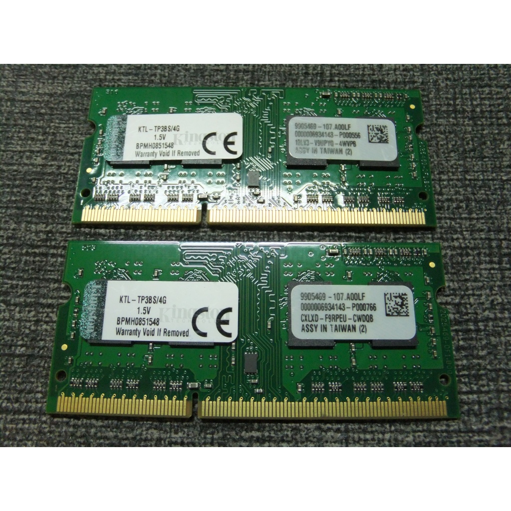 金士頓 Kingston 終身保固 ~ KTL-TP3BS/4G 4GB DDR3-1600 SO-DIMM
