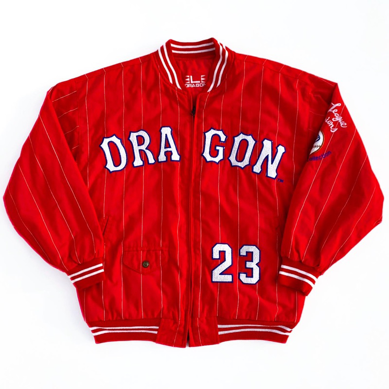 🔥絕版珍藏雙面穿 90s MLB 1951季後賽 火紅棒球外套 NY DRAGON vs BKLYN Dadgers古著