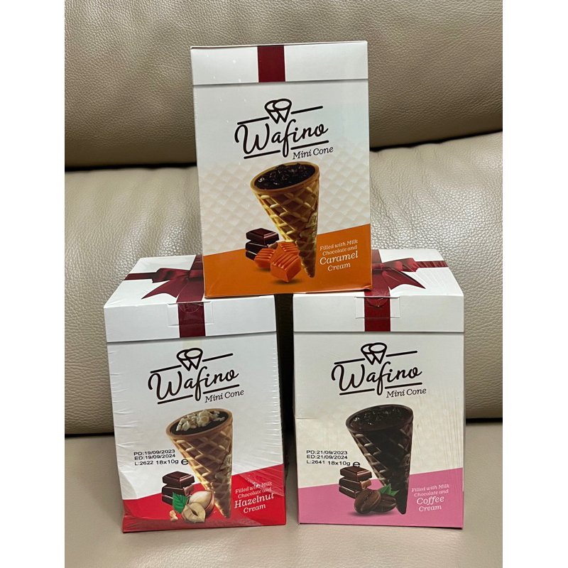 現貨 土耳其 Wafino Mini Cone 沃福 榛果/咖啡/焦糖甜筒餅乾(1盒18入)