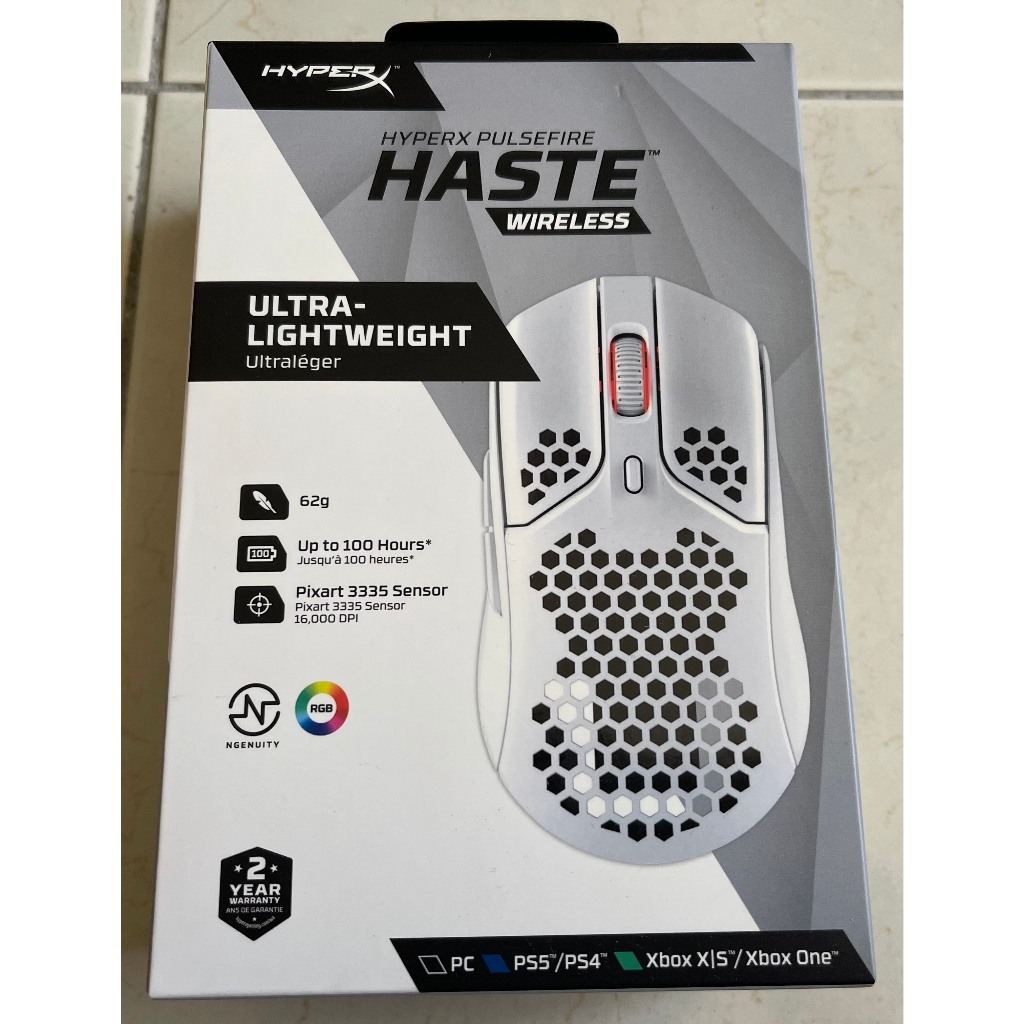 &lt;全新未拆封&gt;HyperX Pulsefire Haste 無線電競滑鼠 白