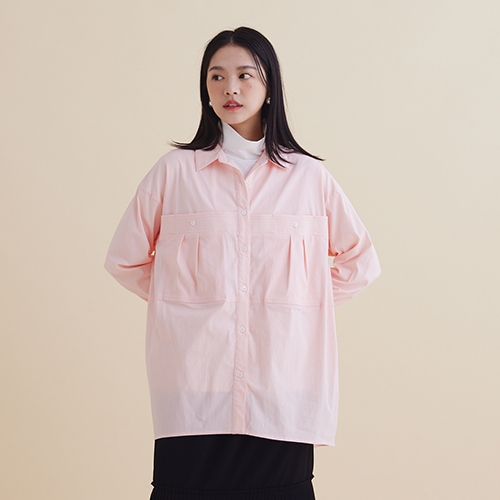 【E-WEAR】平口袋車線造型襯衫- 兩色