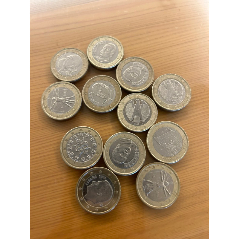 【H2Shop】歐洲 歐元 硬幣 錢幣 2元 1元 紀念幣 收藏幣 euro 雙色幣 現貨