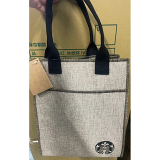 妞妞小舖 星巴克 starbucks 沙色女神仿棉麻提袋 書包 環保 限量 免運 特色