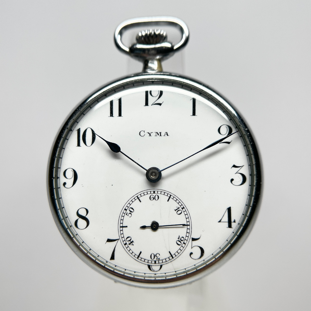 🇨🇭 Cyma 古董懷錶 瓷盤 手動上鏈 機械錶 瑞士製 時計 老懷錶 藍鋼針