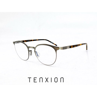 【本閣】TENXION TEN03 日本製超輕薄鋼無螺絲大圓光學眼鏡 德國紅點設計大獎 鐵灰/玳瑁色 ic眼鏡