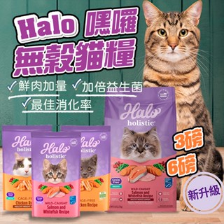 【Halo嘿囉】無穀貓糧3磅6磅 鮮肉加量 加倍益生菌 新鮮雞肉/野生鮭燉白魚 貓飼料 貓咪飼料 貓糧 消化率