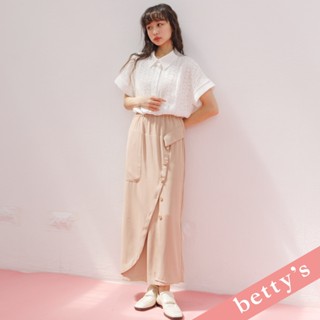 betty’s貝蒂思(31)腰鬆緊斜片排釦雪紡褲裙(卡其色)