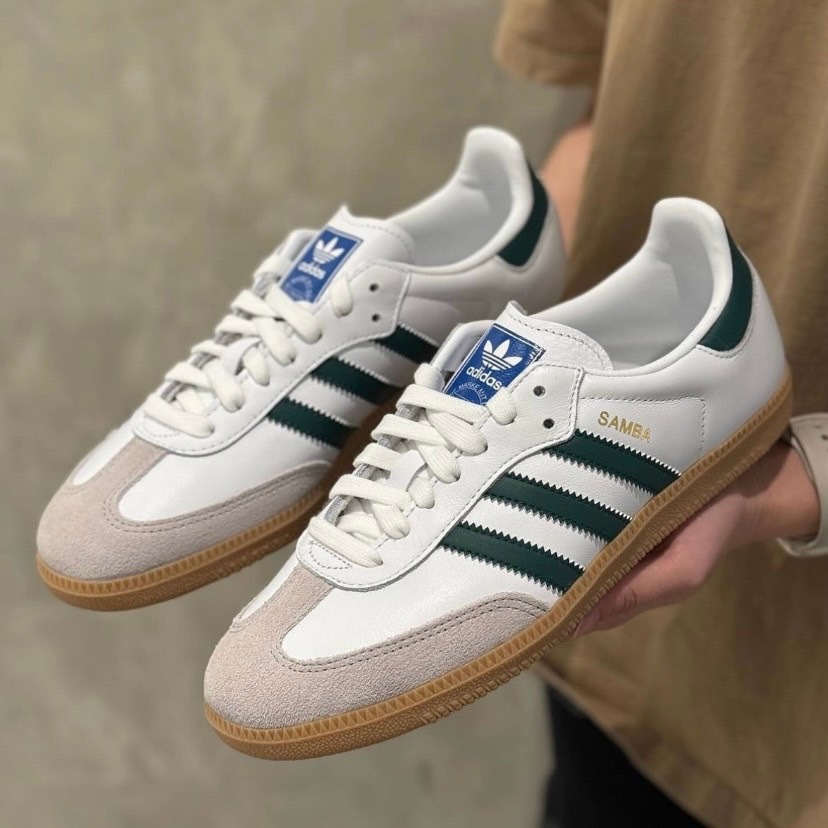 -ES- Adidas Samba OG 白綠 綠線 藍標 皮革 麂皮 德訓鞋 休閒鞋 情侶鞋 IE3437