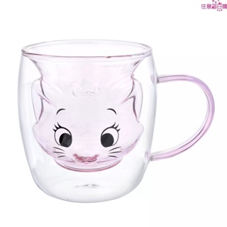 【日本空運預購】日本迪士尼 貓兒歷險記 瑪麗貓 瑪莉貓 耐熱玻璃杯 雙層杯 水杯杯子 餐廚用品 餐具 Drinkware