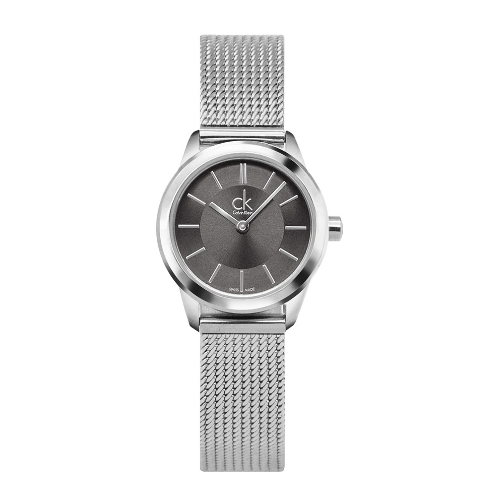 【For You】當天寄出 I Calvin Klein - 經典灰面銀框小錶盤米蘭帶 手錶 24mm K3M23124
