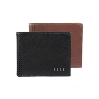 【ELLE HOMME】3面側翻2窗格ELLE皮夾(彎摺處透氣孔)/牛皮短夾/男夾(黑、咖啡色) 背包族