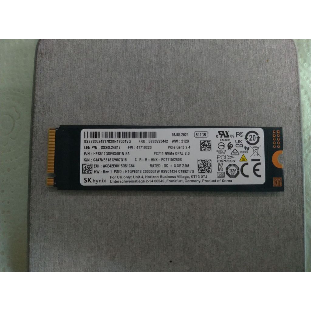 SKHynix PC711 512GB NVMe M.2 SSD TLC GEN3 固態硬碟 Gold P31