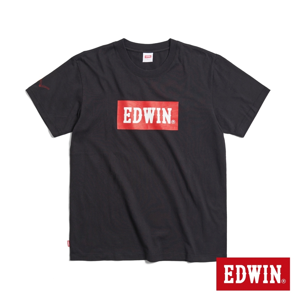 EDWIN 加大碼 音樂紅印花短袖T恤(黑色)-男款
