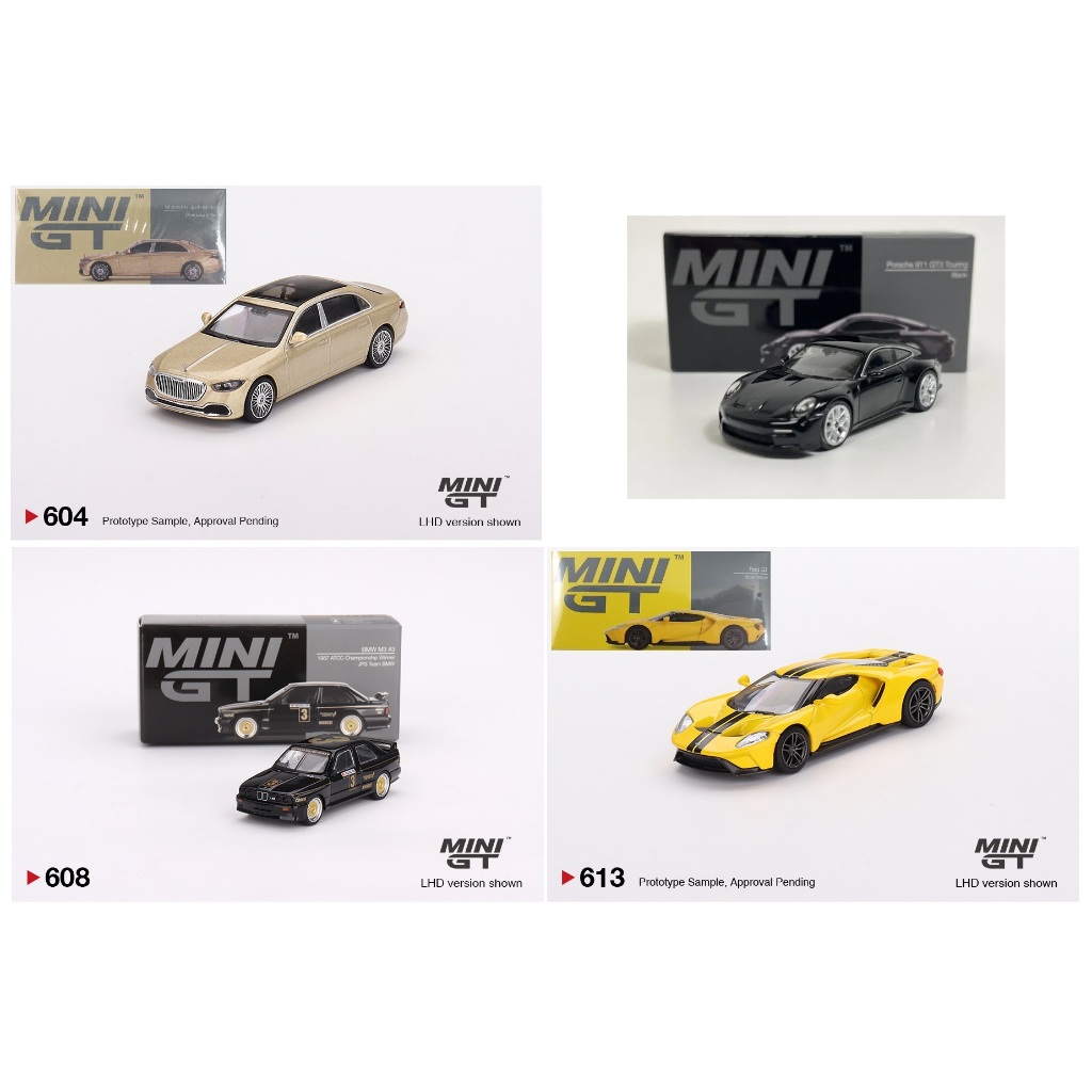 全新MINI GT 604 賓士邁巴赫 / 606 保時捷911 GT3 / 608 BMW M3 / 613 福特GT