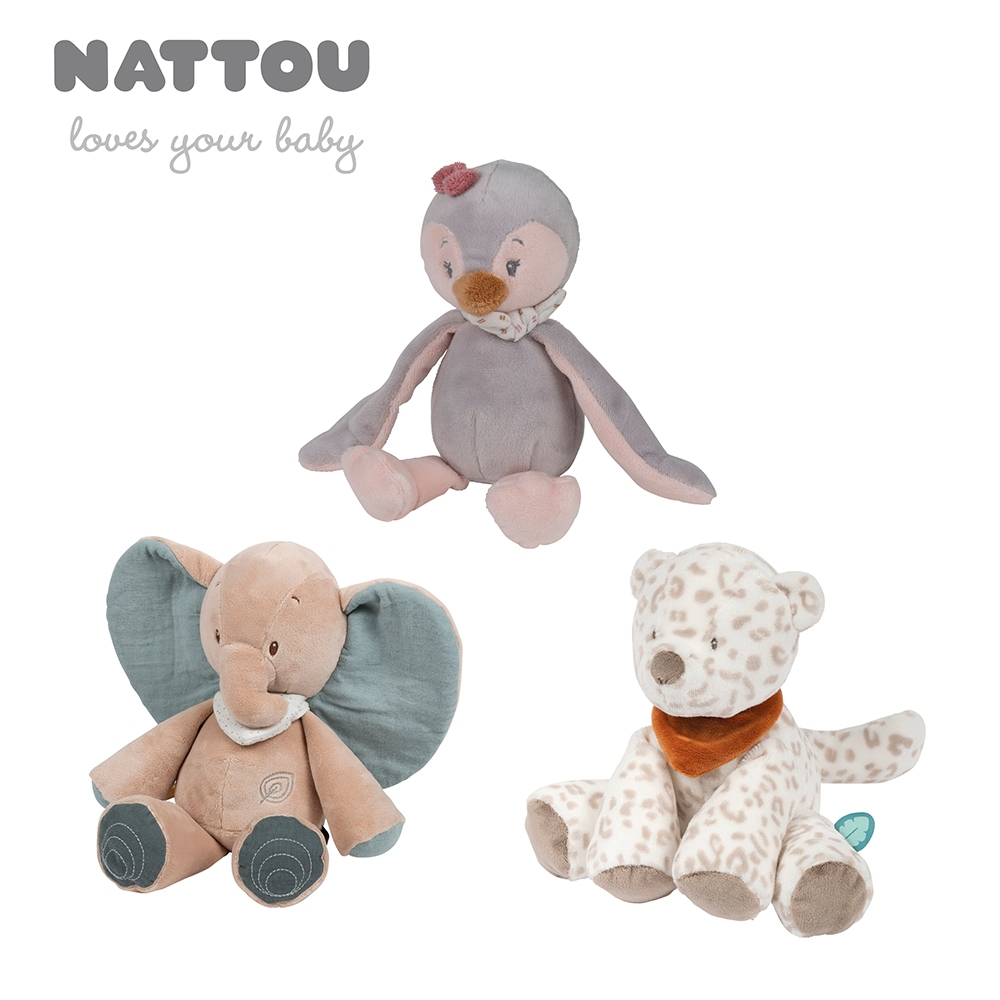 【Nattou】絨毛動物造型玩偶30CM (安撫玩具 絨毛娃娃 親膚玩偶 哄睡娃娃)