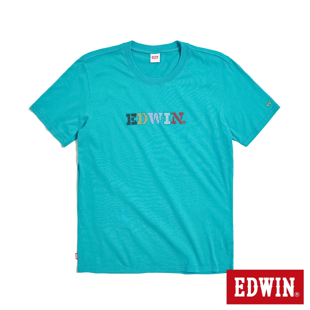 EDWIN 圓點刺繡印花短袖T恤(土耳其藍)-男款
