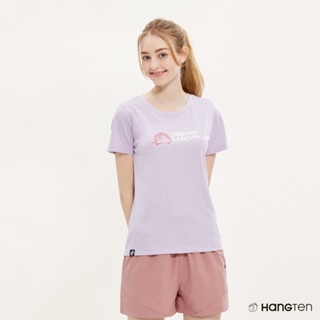 Hang Ten 女裝竹節棉國家公園夕陽印花短袖T恤(淺粉紫)