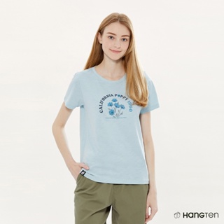 Hang Ten 女裝竹節棉國家公園加州罌粟印花短袖T恤(淺藍)